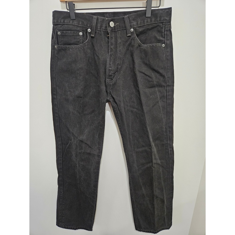 Levis 505 Regular Fit Straight Leg Black Denim Jeans Mens W33 L30